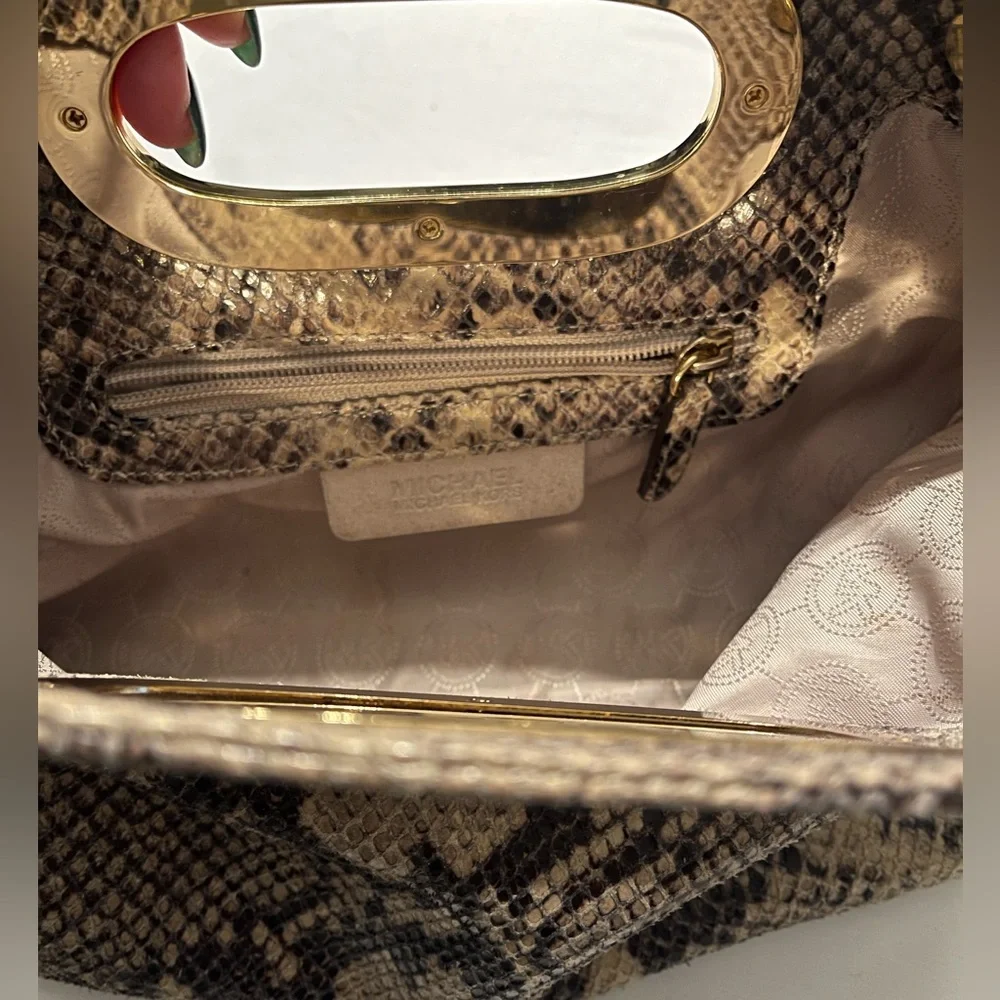 Michael Kors Python Embossed Leather Clutch - Picture 7 of 9